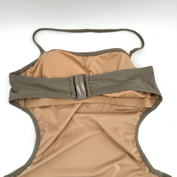 J. CREW B9713 Cutout Halter Monokini Swimsuit Gray Sz 4 One Piece Bathing Suit - Picture 4 of 7